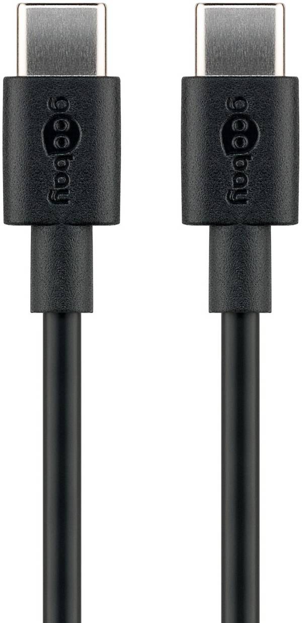 Goobay 66318 USB C auf USB-C Handykabel 480 Mbits Ladekabel 60W / 20V / 3A Aufladekabel USB Datenkabel / Schwarz / 1m