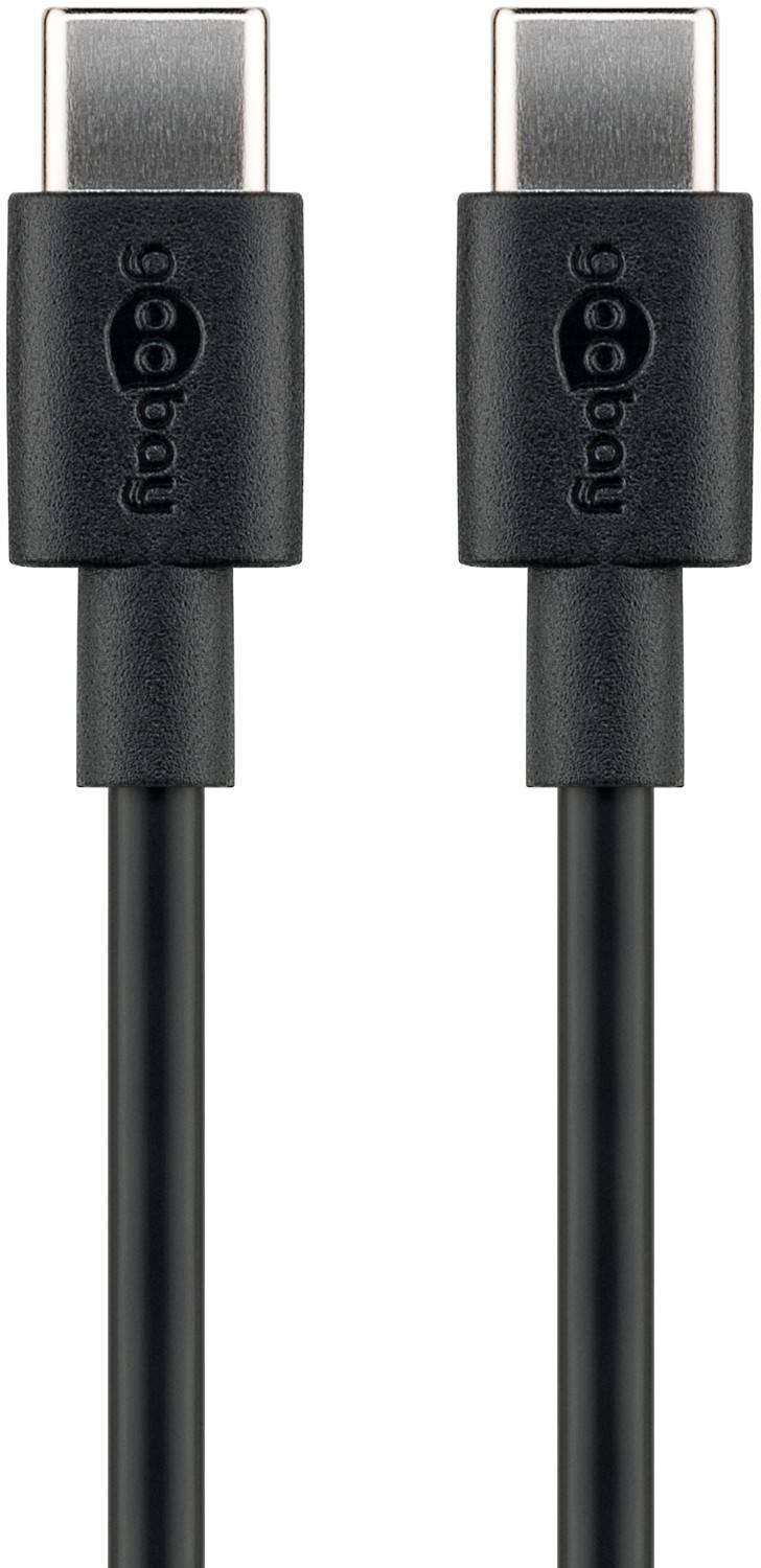 Goobay 66318 USB C auf USB-C Handykabel 480 Mbits Ladekabel 60W / 20V / 3A Aufladekabel USB Datenkabel / Schwarz / 1m-0