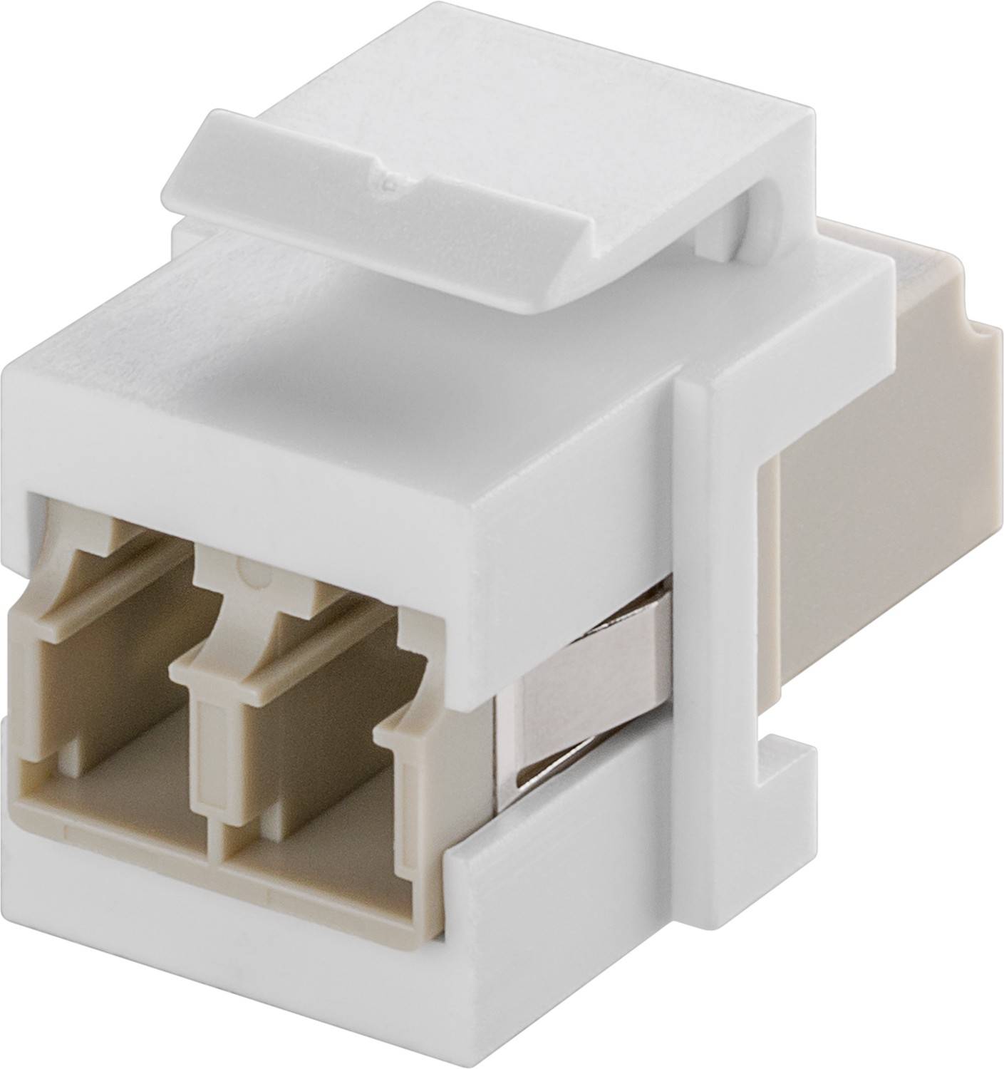 Goobay 80000 Keystone Modul LWL Buchse 2x LC Duplex für Multimode Faser & Lichtwellenleiter Kabel / 17,2 mm breit / Weiß-0