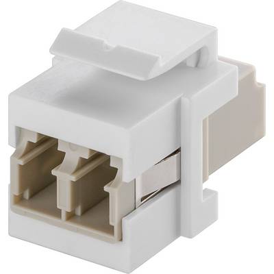 Goobay 80000 Keystone Modul LWL Buchse 2x LC Duplex für Multimode Faser & Lichtwellenleiter Kabel / 17,2 mm breit / Weiß-0