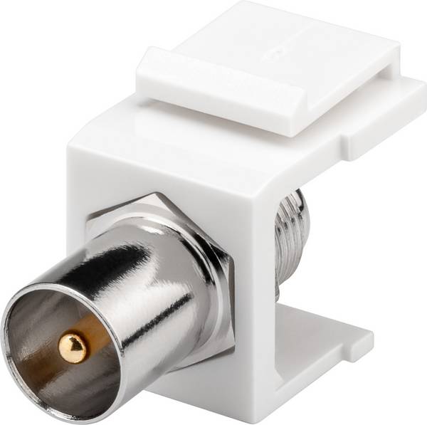 Goobay 79955 Keystone Modul SAT Antenne / Koax Stecker auf F-Buchse / SAT Antennenkabel / 75 Ohm / Snap-In / 16,2 mm