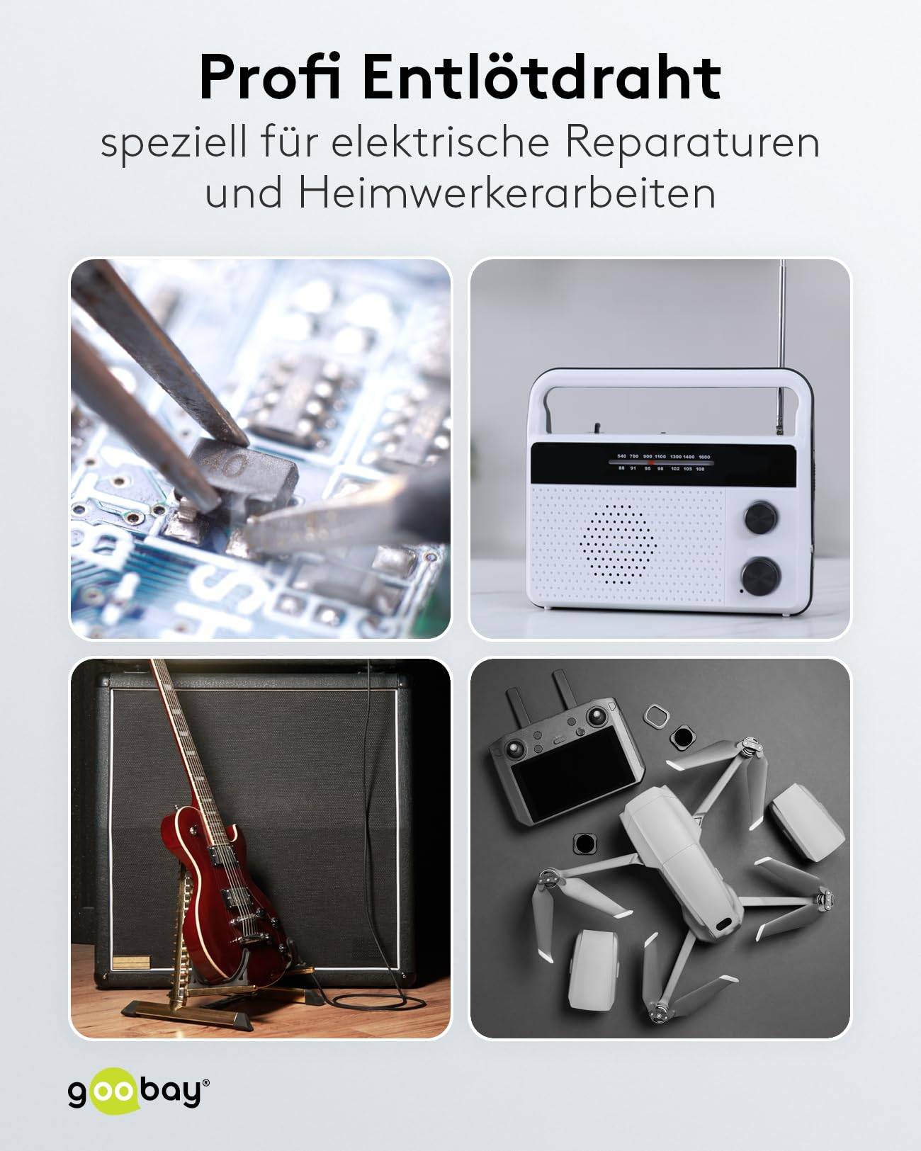 Goobay 45245 Entlötlitze 1.00 mm, reines Kupfer, Entlötdraht zur Entfernung von Lötzinn an Lötstellen, 1.5 m Spule-5