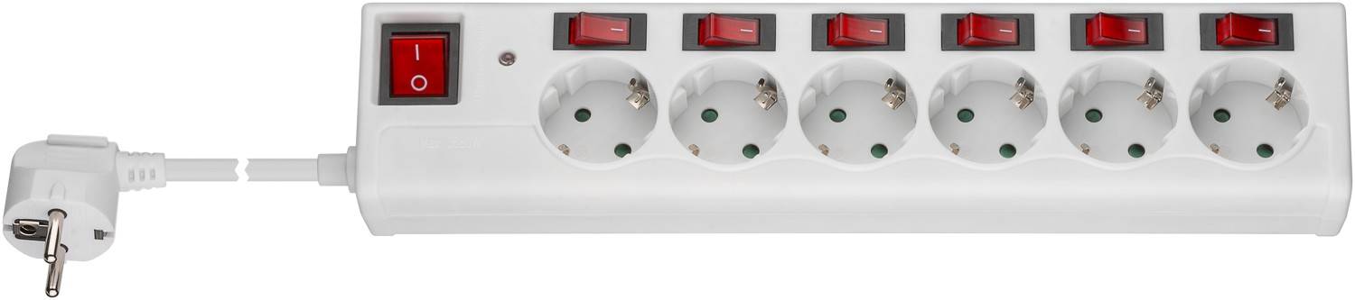 Goobay 72568 6fach Steckdosenleiste mit Schalter Steckdosen einzeln schaltbar Mehrfachsteckdose Steckleiste 1.5m Weiß-0