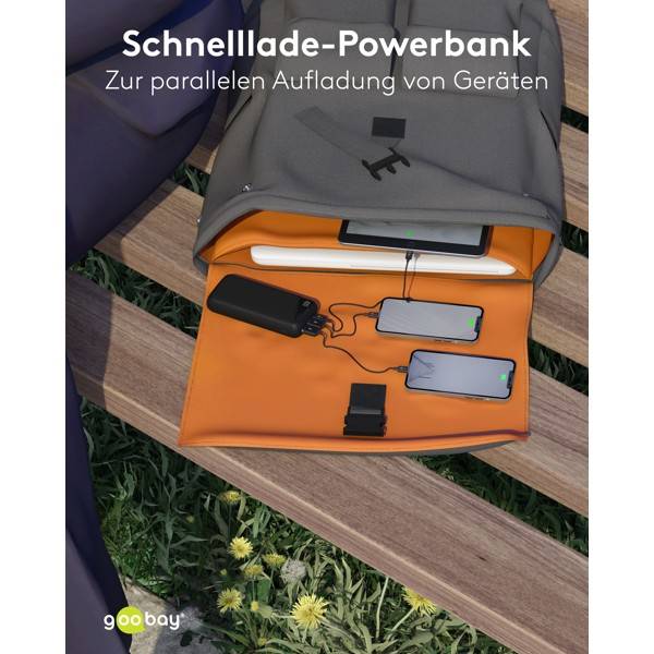 Goobay Powerbank 20000 mAh, Powerbank mit USB-C & USB-A, 18 W Power Delivery & Quick Charge, LiPo 74 Wh-4