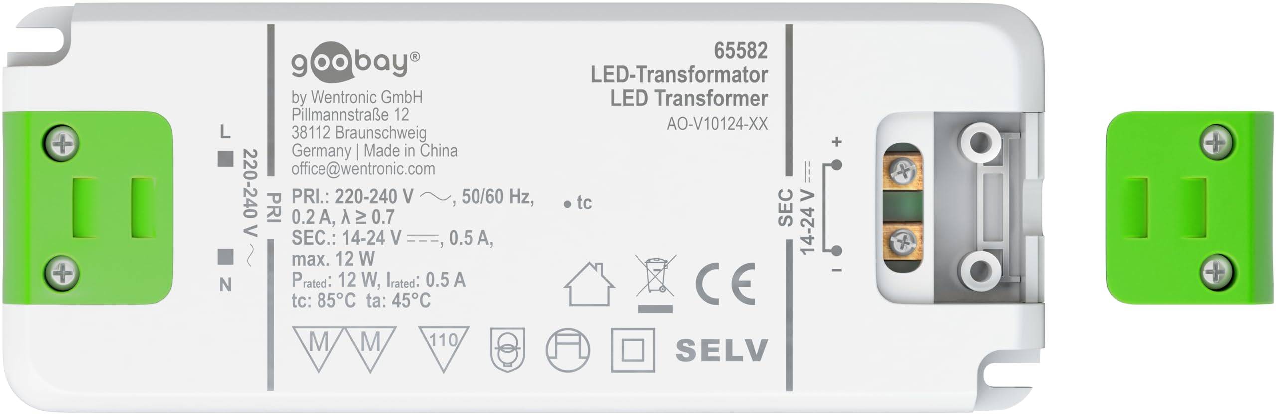 Goobay 65582 LED Trafo Konstantstrom 500 mA 12W Gesamtlast / LED Treiber 24V Beleuchtung / LED Driver / Transformator-1