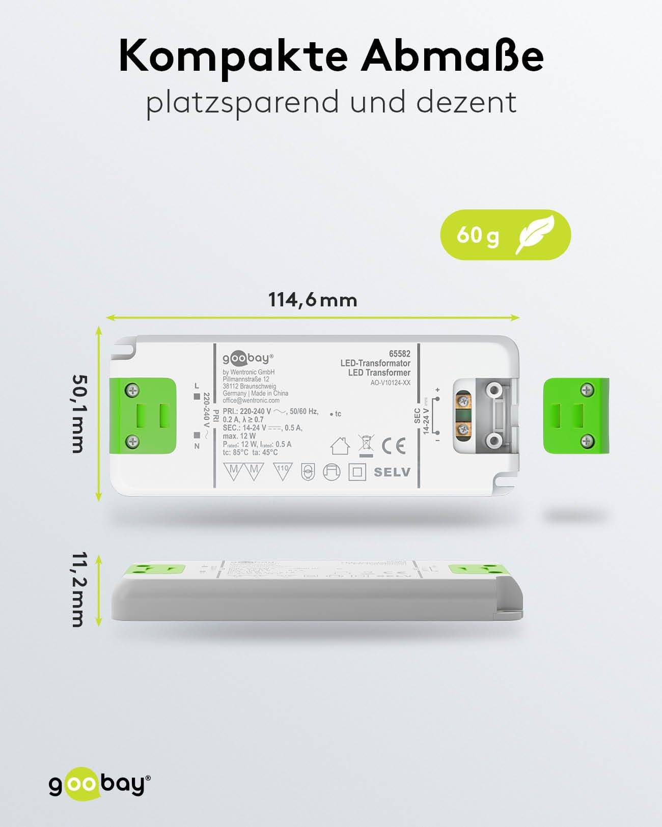 Goobay 65582 LED Trafo Konstantstrom 500 mA 12W Gesamtlast / LED Treiber 24V Beleuchtung / LED Driver / Transformator-2