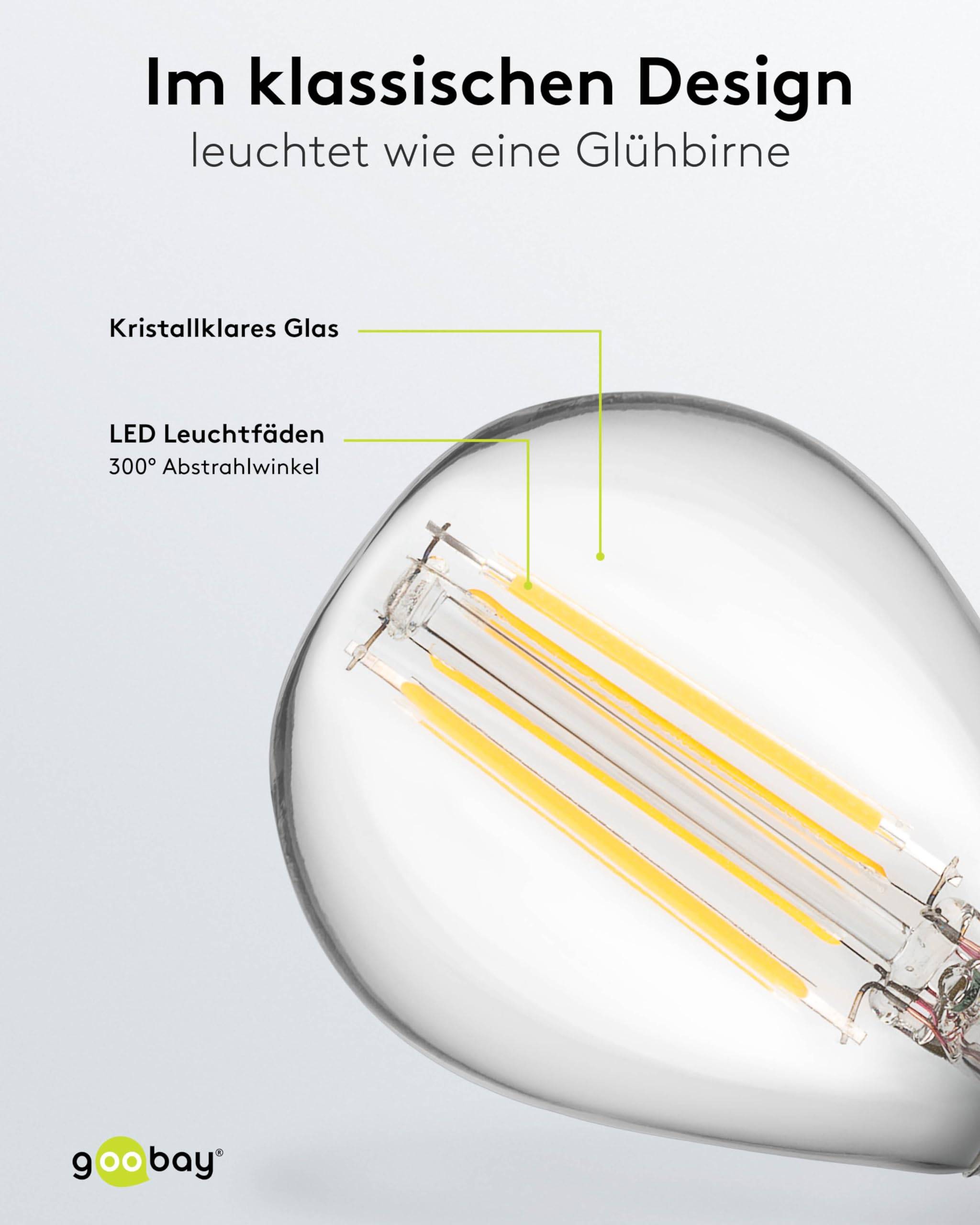 Goobay 65394 LED Glühbirne E14 Mini Globe 4 Watt / LED Birne warmweiß 2700 K / Sockel E14 / LED Glühlampe Filament-4