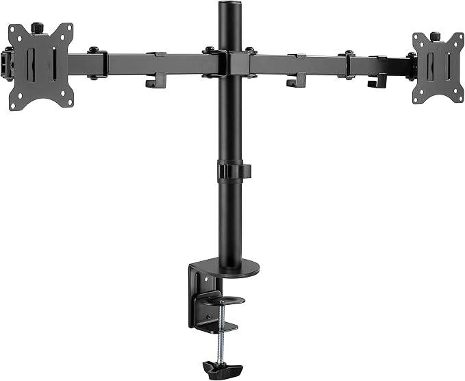 Goobay Monitorhalterung 2 Monitore 43 cm (17") - 81 cm (32") Tischklemme Monitorarm rotier- & schwenkbar 8 kg-0