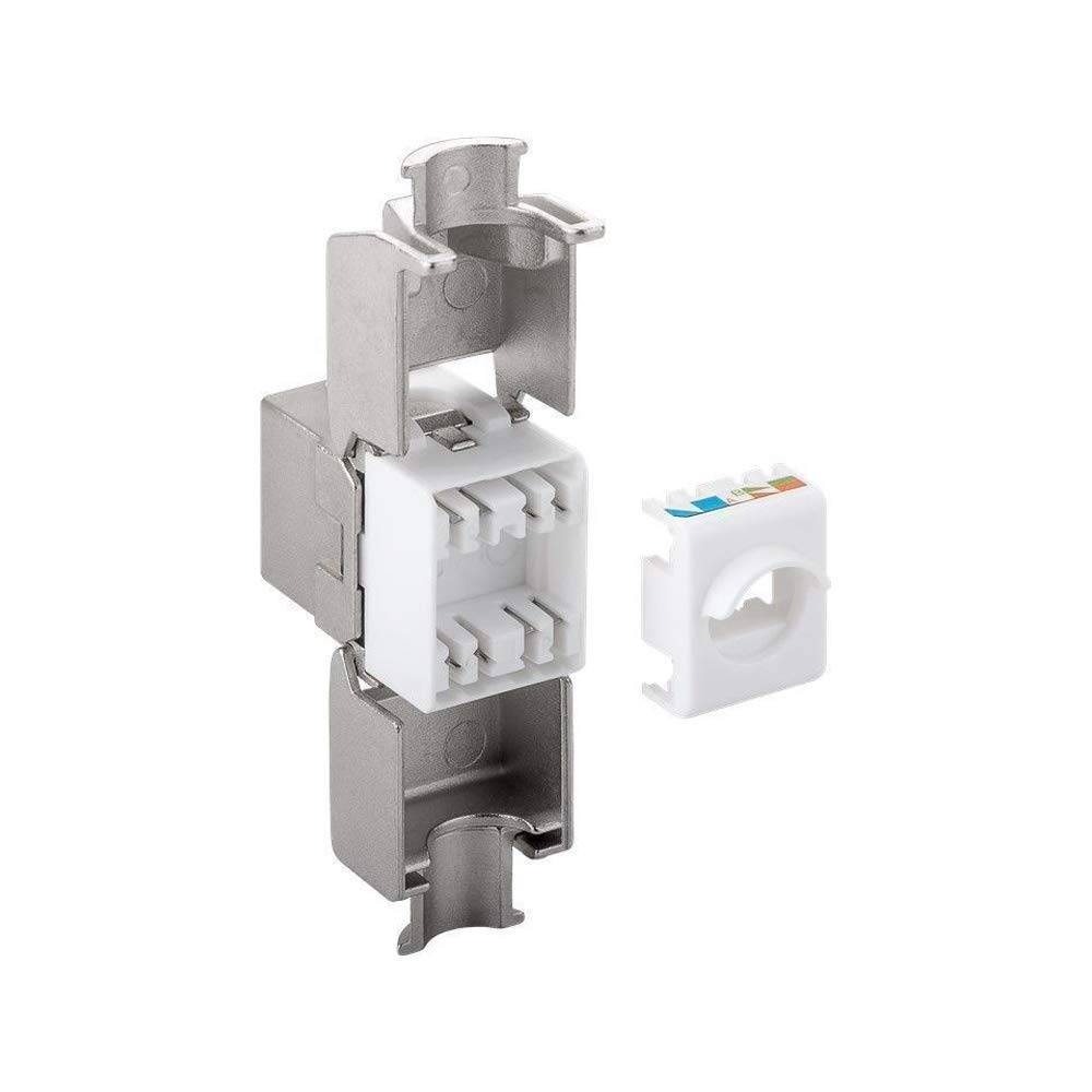 Goobay 90864 Keystone Modul RJ45 Buchse / CAT 6A Netzwerkstecker 500 MHz / STP Ethernet Buchse 8P8C / LSA Montage / Zink-3