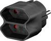 Goobay 51002 2er Steckdosenadapter Euro-Buchse / 2-fach Steckdose / Mehrfachstecker ohne Kabel / Doppelstecker / Schwarz
