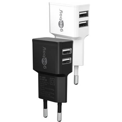 Goobay 44951 Dual USB-A Netzteil 12W / Universal Ladegerät Apple Samsung / USB A Adapter / 2 Port Ladestecker / Schwarz-0