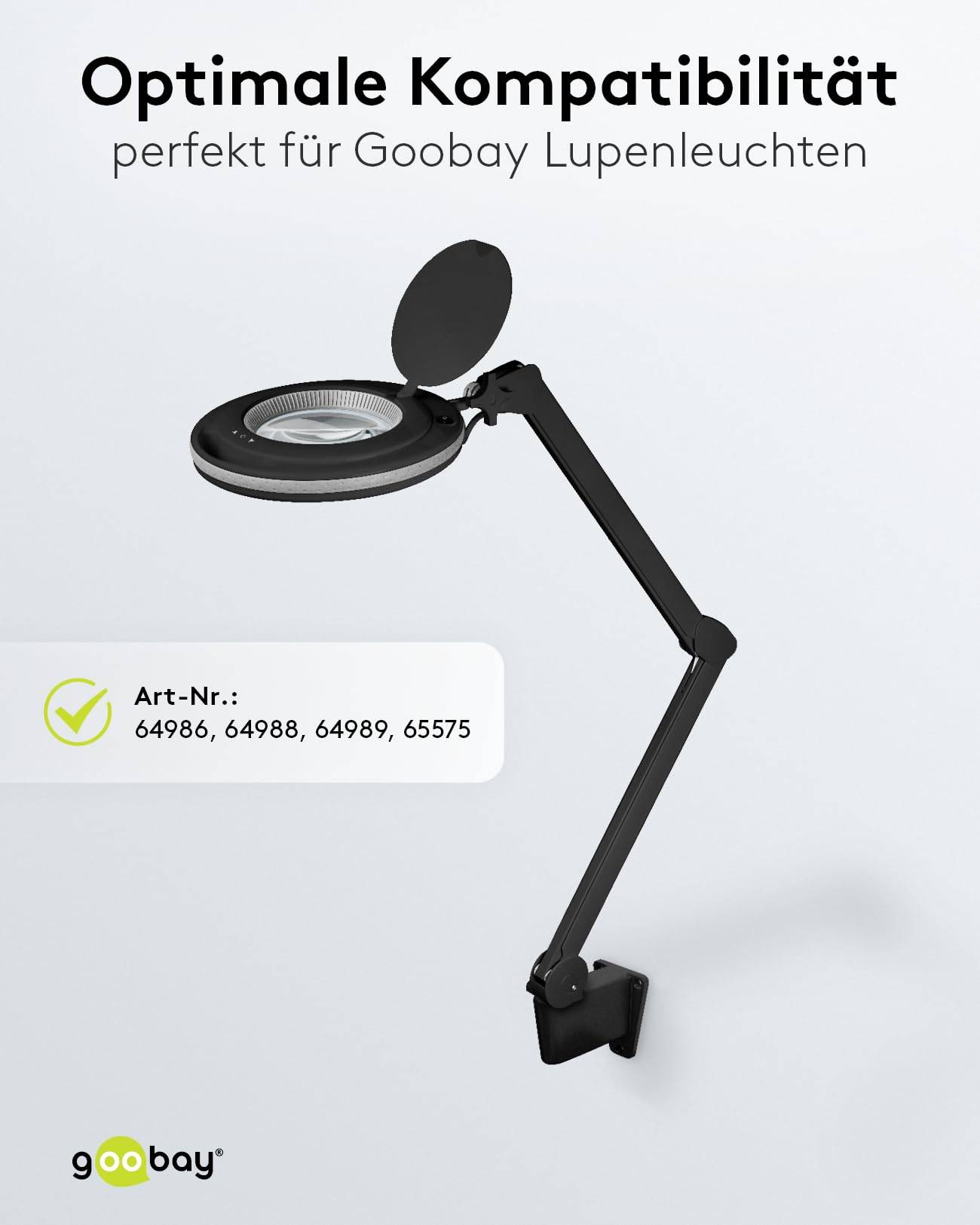 Goobay 64991 Wandhalterung für LED Lupenleuchte mit Gelenkarm zur Wandmontage von Lupenlampen Lupe Befestigung Schwarz-4