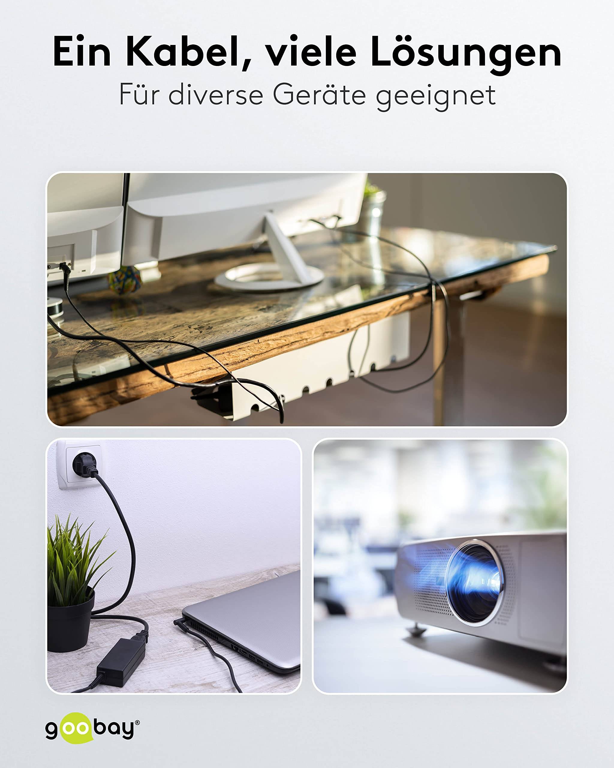 Goobay 93586 Netzkabel mit Schutzkontaktstecker & C5 Kupplung / Universal Stromkabel Kleeblattstecker / Schwarz / 1,80m-4