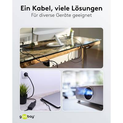 Goobay 93586 Netzkabel mit Schutzkontaktstecker & C5 Kupplung / Universal Stromkabel Kleeblattstecker / Schwarz / 1,80m-4