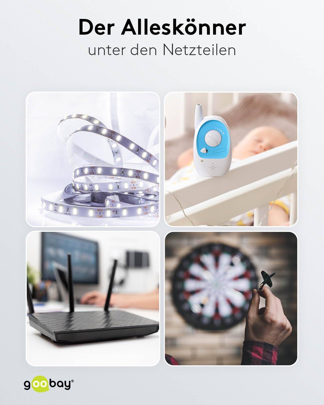 Goobay 64570 Universal Netzteil 3-12V Ladegerät 11 Adapter USB & DC Steckernetzteil max. 27W / 2,25A Netzadapter Schwarz-6