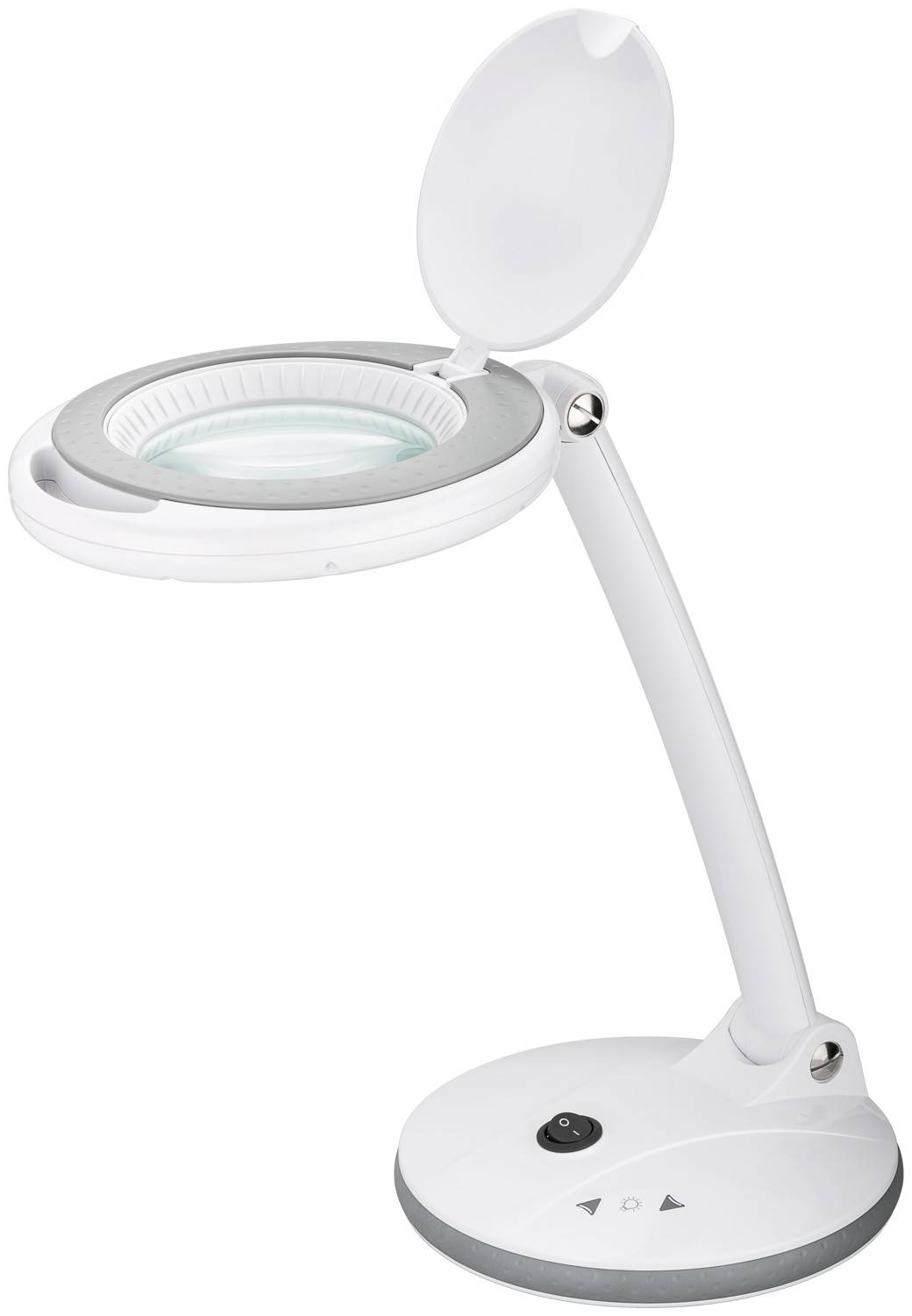 Goobay 60363 LED Lupenleuchte mit Standfuß Ø 100mm Echtglas Linse 3 Dioptrien Lupe mit Licht dimmbar Lupenlampe Weiß-0