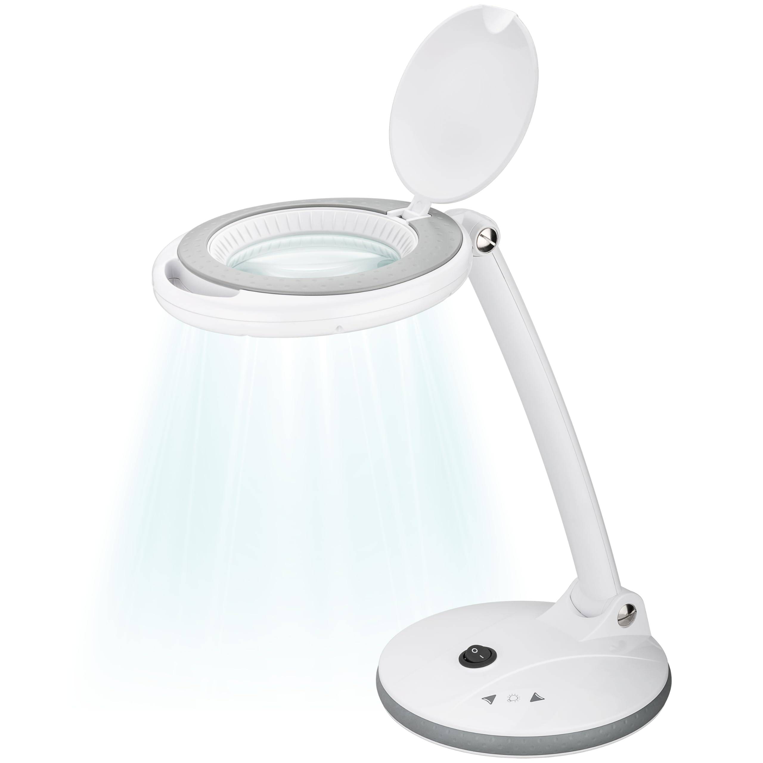 Goobay 60363 LED Lupenleuchte mit Standfuß Ø 100mm Echtglas Linse 3 Dioptrien Lupe mit Licht dimmbar Lupenlampe Weiß-3