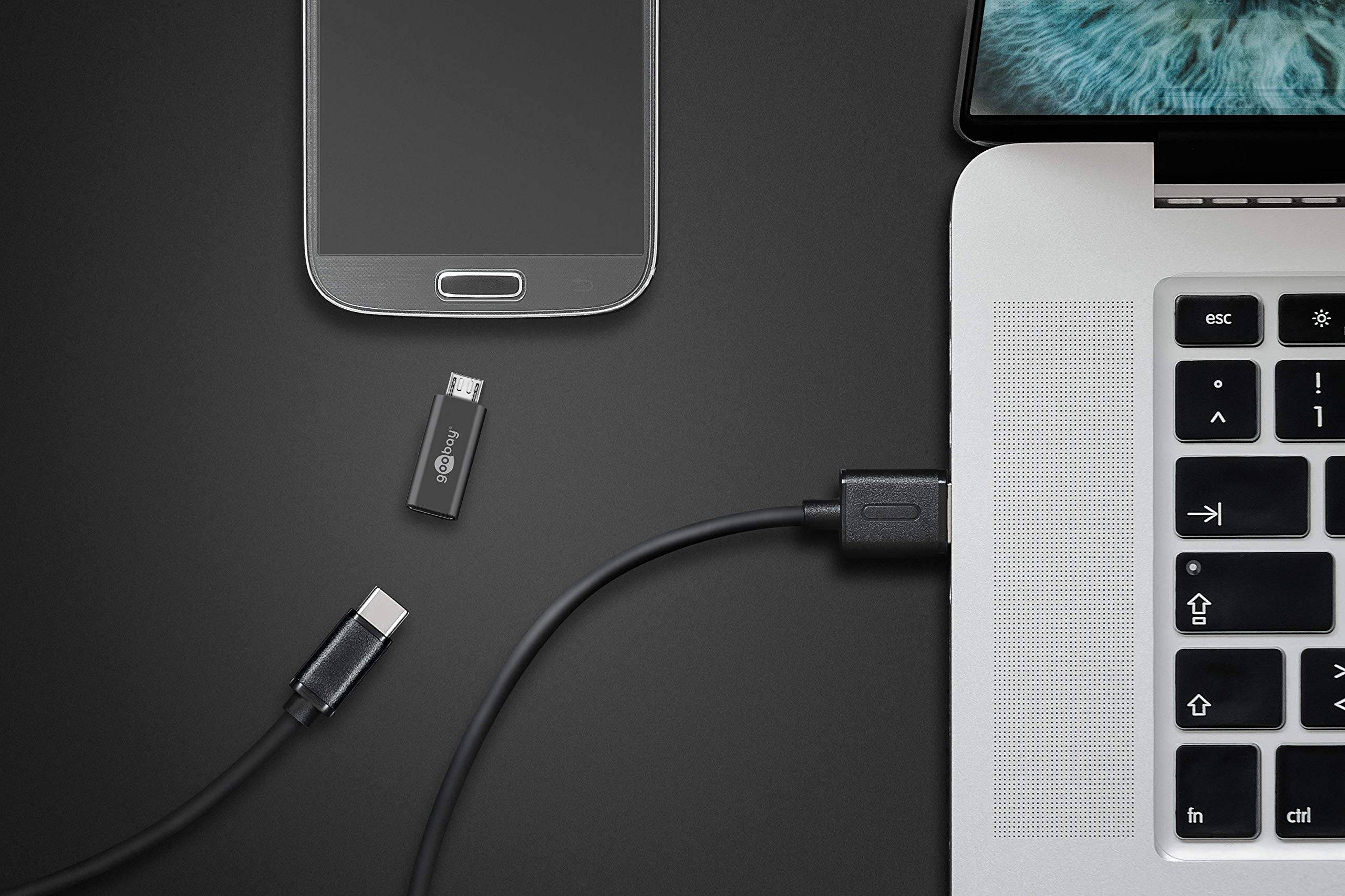 Goobay 55553 Adapter Micro USB auf USB C für Ladekabel 480 Mbit/s OTG USB-C Buchse zu Micro Stecker Typ B Grau-5