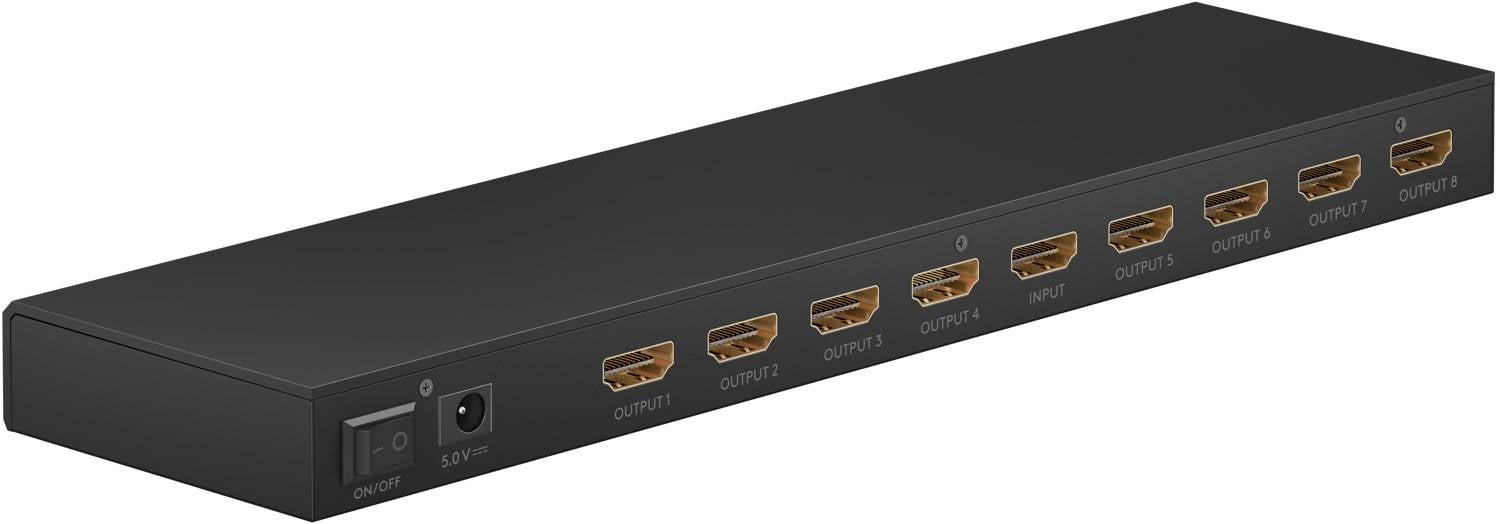 Goobay 58484 HDMI Splitter 1 in 8 out HDMI Kabel 4K @ 60Hz Hub HDMI Weiche 18 Gbit/s Verteiler 8 Monitore gleichzeitig-0