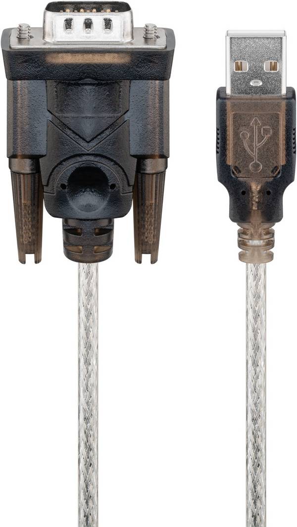 Goobay 68875 USB 2.0 Typ A auf D SUB RS-232 Stecker 9 polig / 1 Mbits USB seriell RS232 Konverter / Transparent / 1,5m