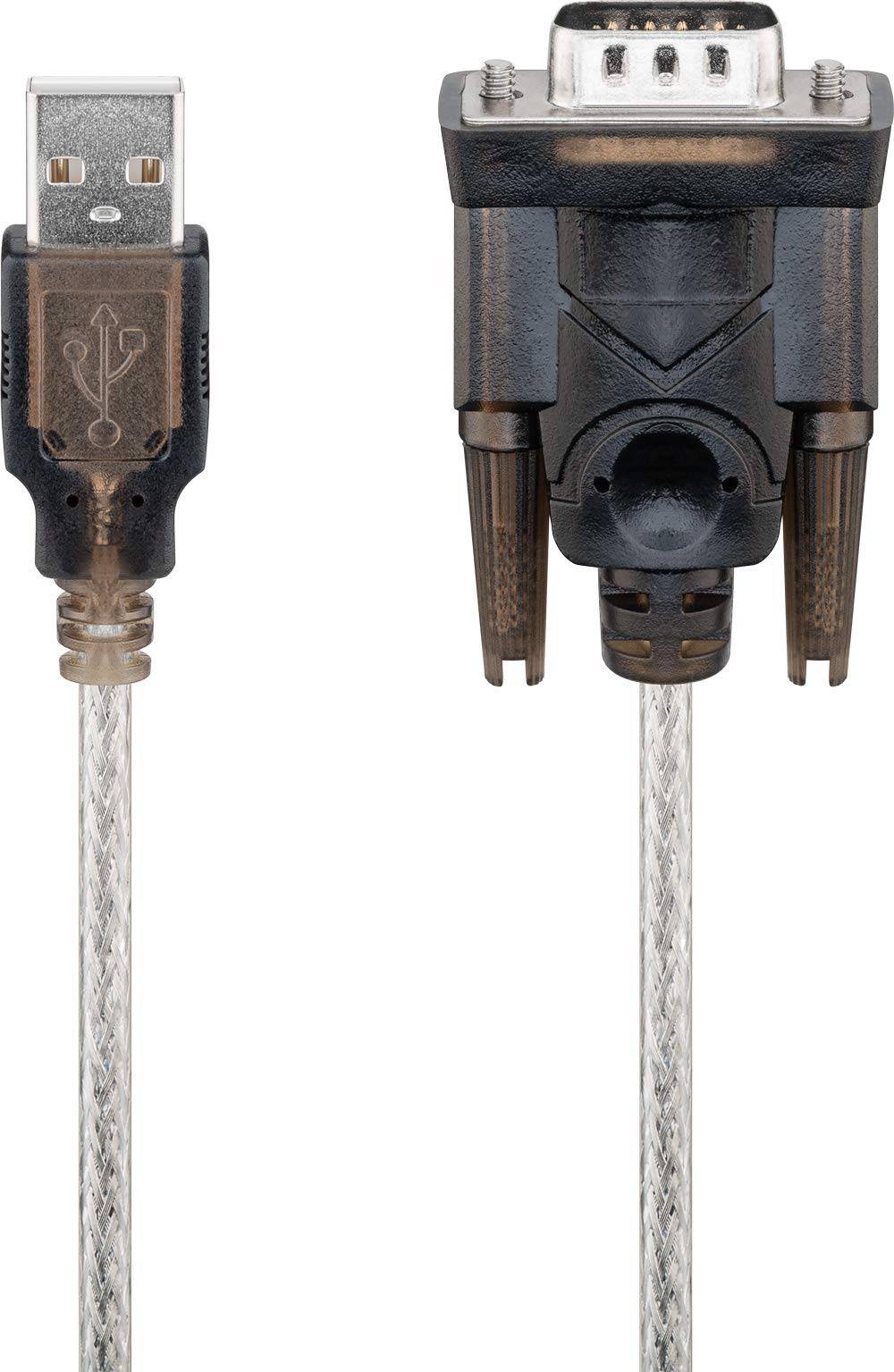 Goobay 68875 USB 2.0 Typ A auf D SUB RS-232 Stecker 9 polig / 1 Mbits USB seriell RS232 Konverter / Transparent / 1,5m-1