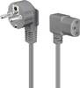 Goobay 50079 Kaltgerätekabel mit abgewinkelter C13 Buchse & Schutzkontaktstecker, Stromkabel Netzkabel, Grau, 2.00 m