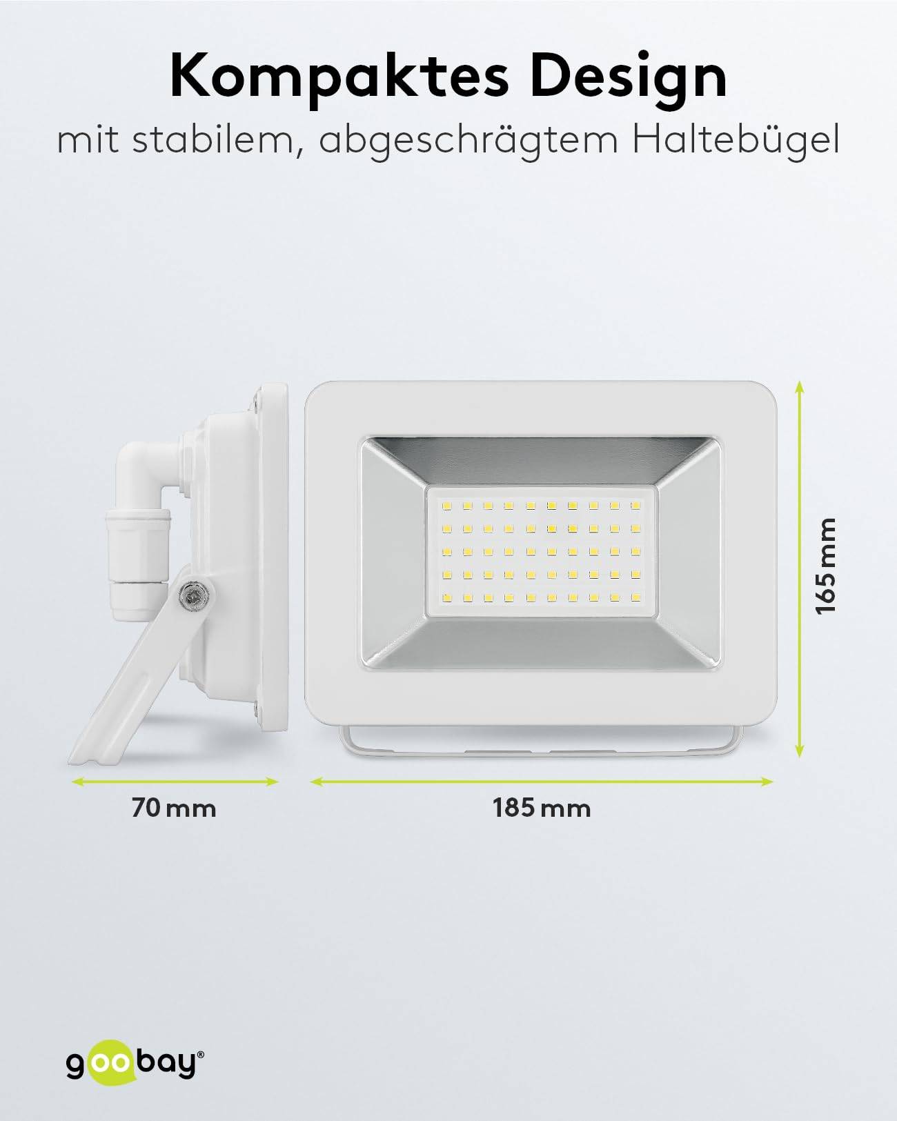 Goobay 53875 LED Strahler Außen 50W Außenstrahler 4250 lm / Scheinwerfer Wandmontage Fluter / IP56 Gartenstrahler / Weiß-2