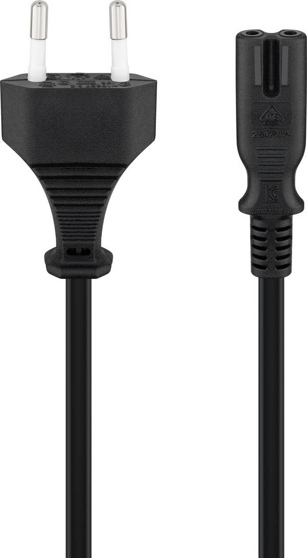 Goobay 50084 Netzkabel mit Eurostecker & C7 Buchse universell Stromkabel für PlayStation & Xbox Eurokabel Schwarz 1.50 m