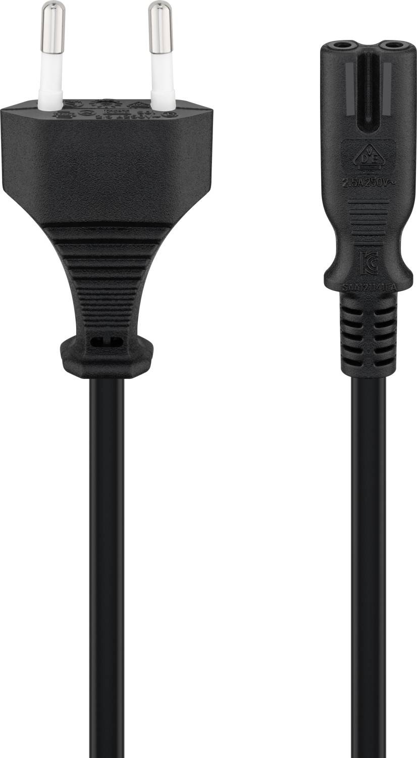 Goobay 50084 Netzkabel mit Eurostecker & C7 Buchse universell Stromkabel für PlayStation & Xbox Eurokabel Schwarz 1.50 m-0