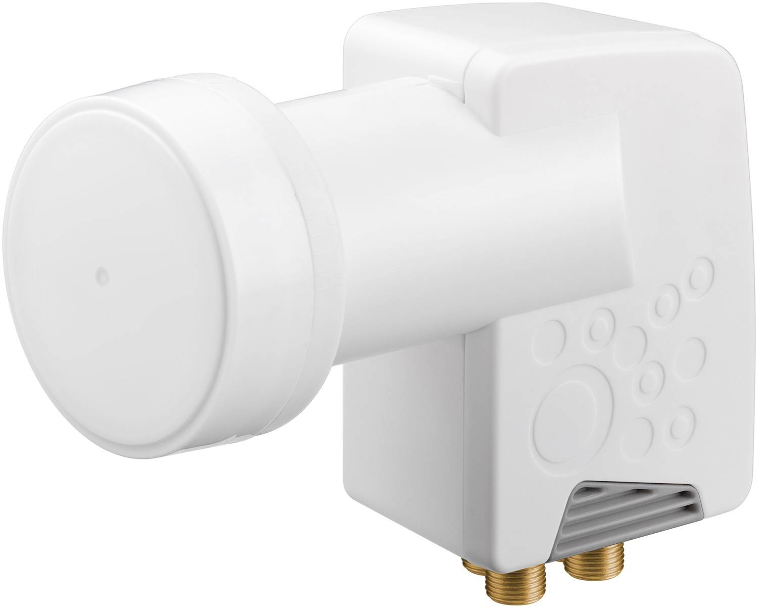 Goobay 67272 Universal Quad LNB für 4x Teilnehmer UHD 8K vergoldete F-Buchsen wasserdicht SAT LNB digital DVB-S2 & DVB-S-0