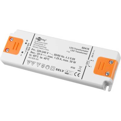 Goobay 60419 Flacher LED Trafo 230 V auf 24 V Gleichspannung (DC) 30W LED Beleuchtung LED Treiber Konstantstromquelle-0