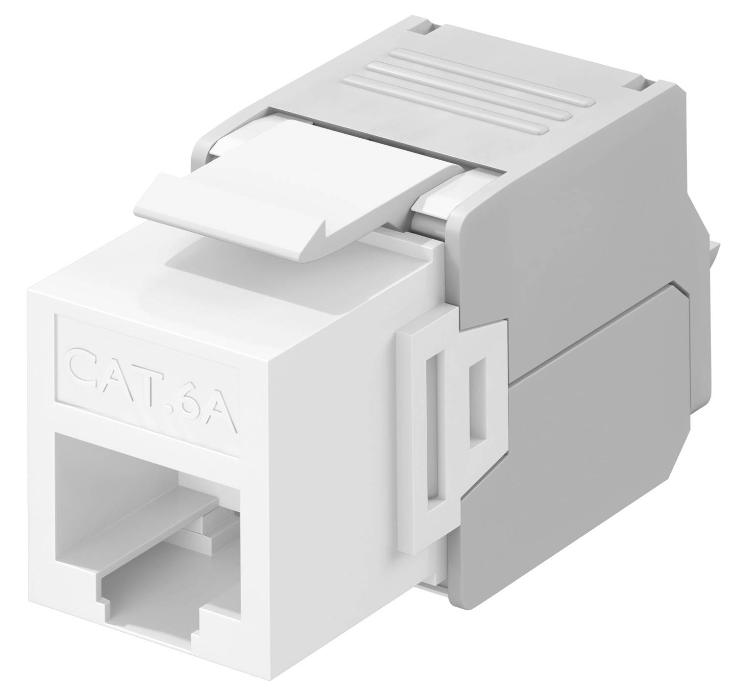 Goobay 90867 Keystone Modul RJ45 Buchse / CAT 6A Netzwerkstecker 500 MHz / UTP Ethernet Buchse 8P8C / LSA Montage / Weiß-0