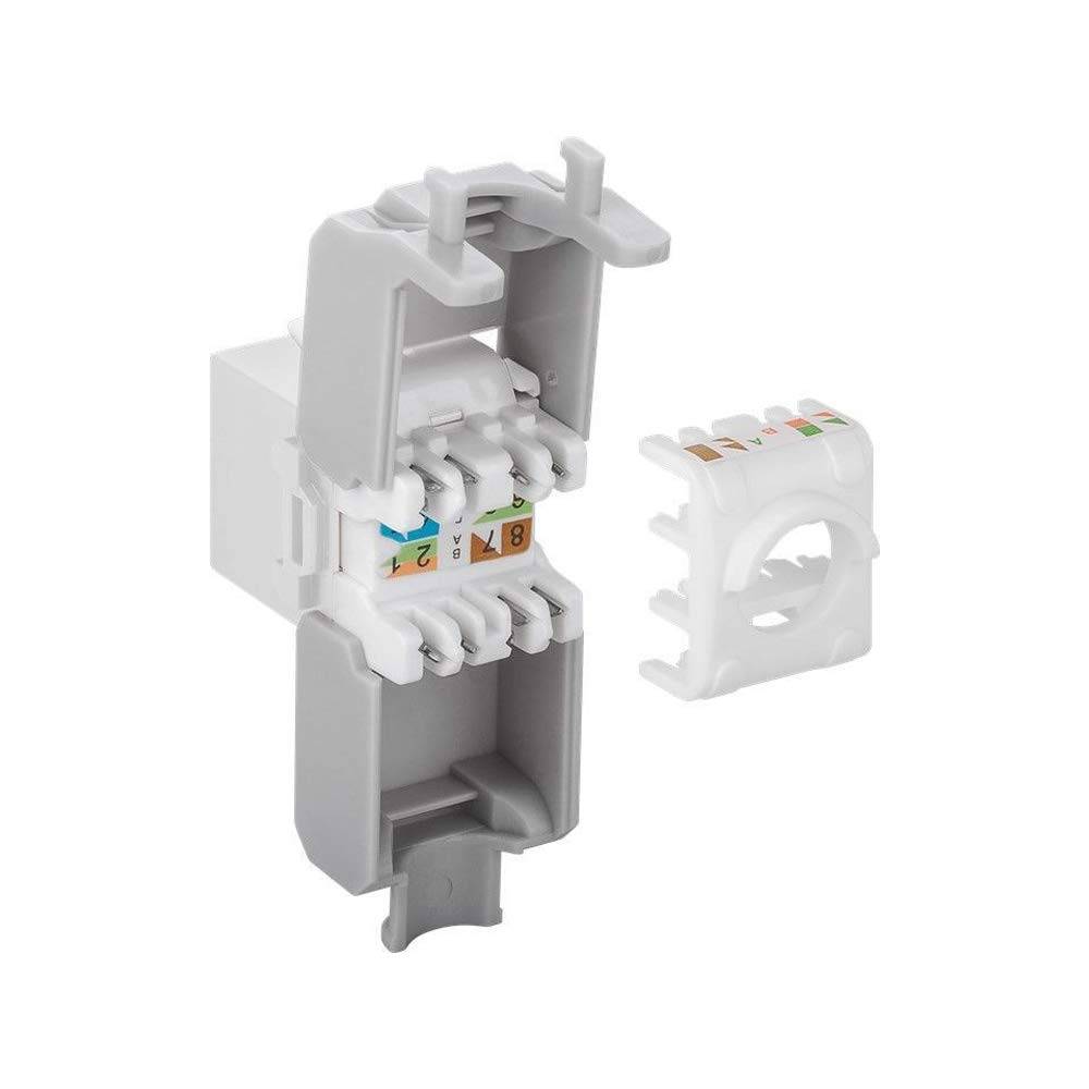 Goobay 90867 Keystone Modul RJ45 Buchse / CAT 6A Netzwerkstecker 500 MHz / UTP Ethernet Buchse 8P8C / LSA Montage / Weiß-3