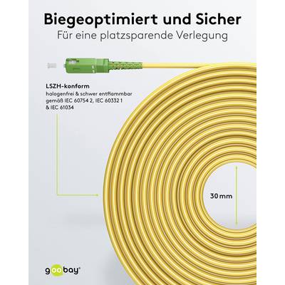 Goobay 59641 Glasfaserkabel FTTH Singlemode OS2 Simplex 100 Gbit/s SC-APC Patchkabel LWL Kabel halogenfrei Gelb, 5.00 m-3