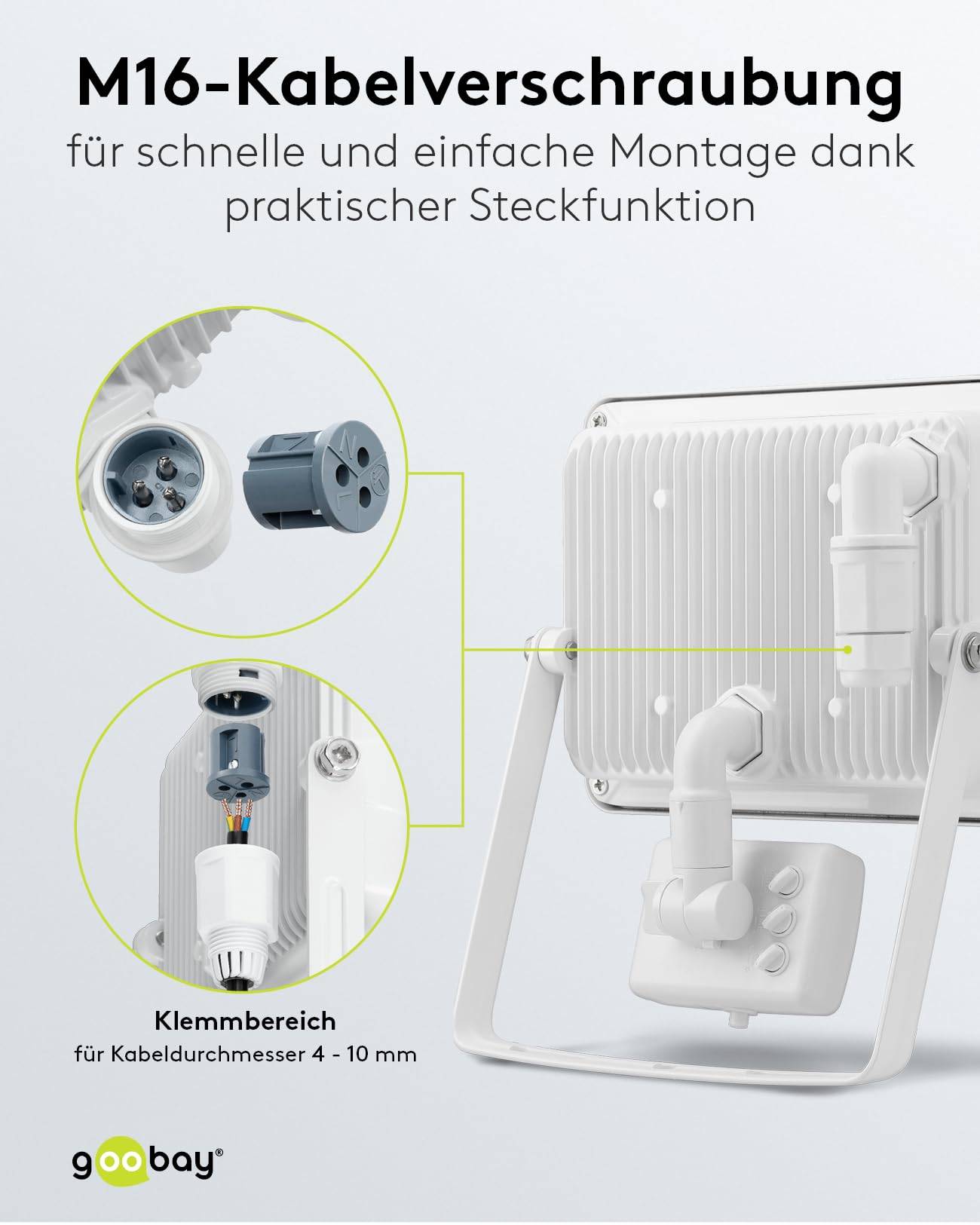 Goobay 53884 LED Außenstrahler Bewegungsmelder 50W / PIR Sensor / 4250lm Neutralweiß Scheinwerfer Außenleuchte / Weiß-5