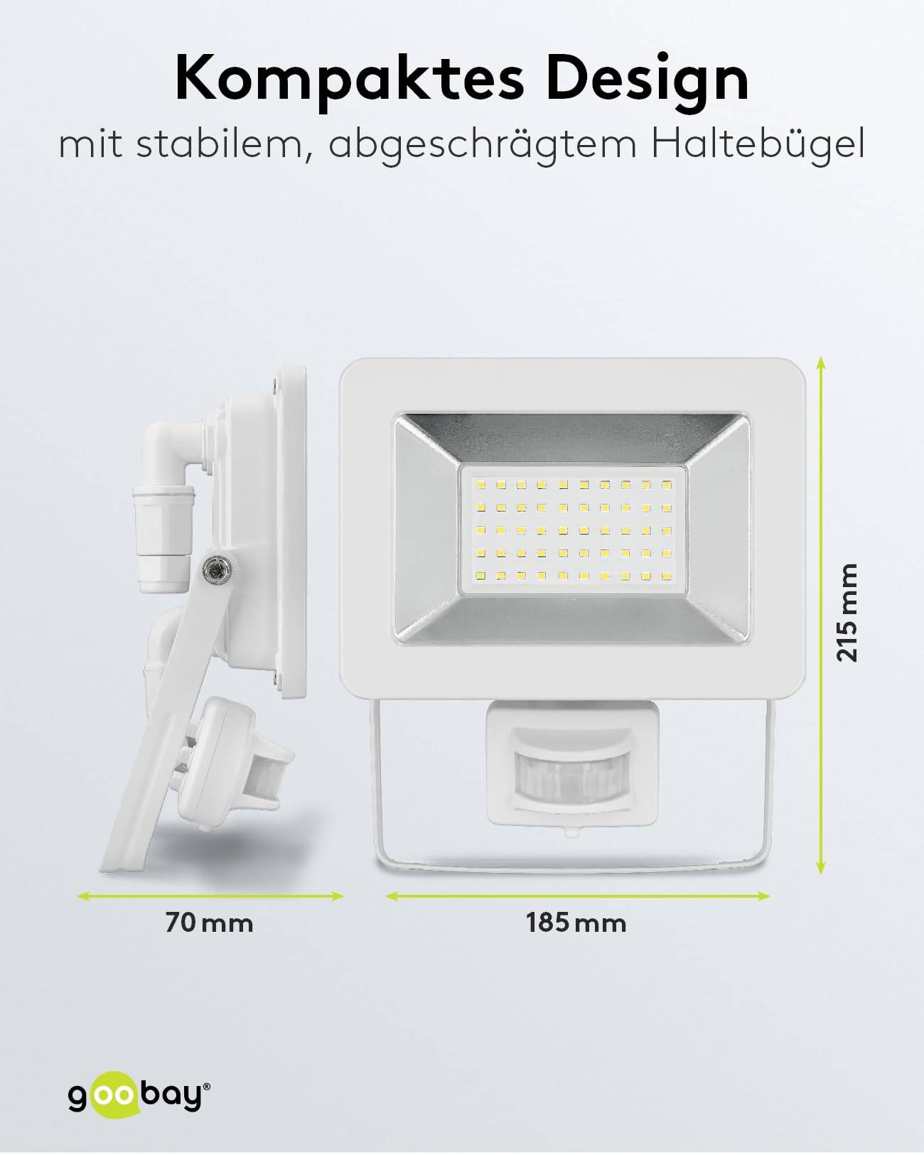 Goobay 53884 LED Außenstrahler Bewegungsmelder 50W / PIR Sensor / 4250lm Neutralweiß Scheinwerfer Außenleuchte / Weiß-2