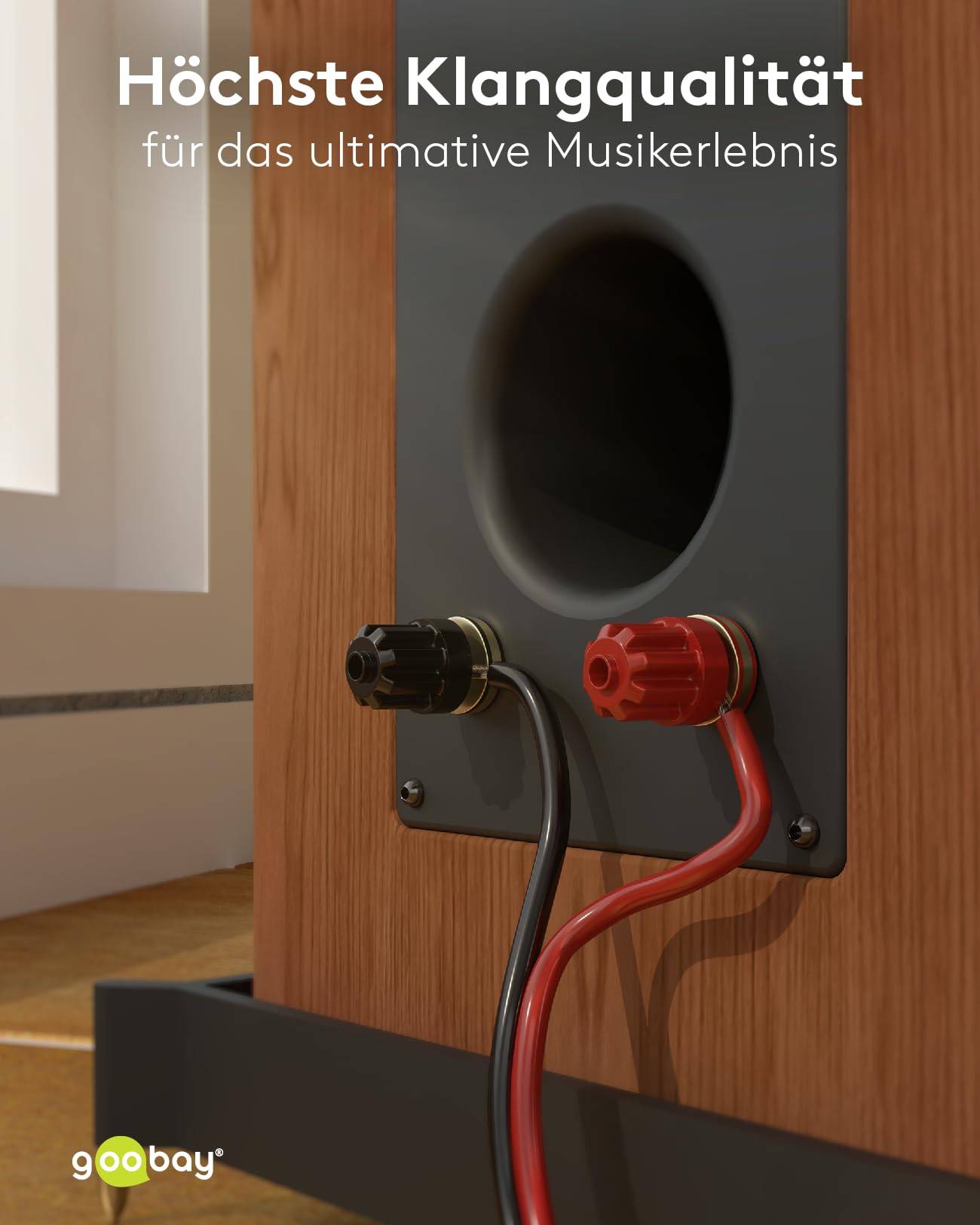 Goobay 15083 Lautsprecherkabel 2x 0,75 mm² Kupferlitze / Audiokabel Boxenkabel Kupferkabel Meterware / Rot Schwarz 100m-5