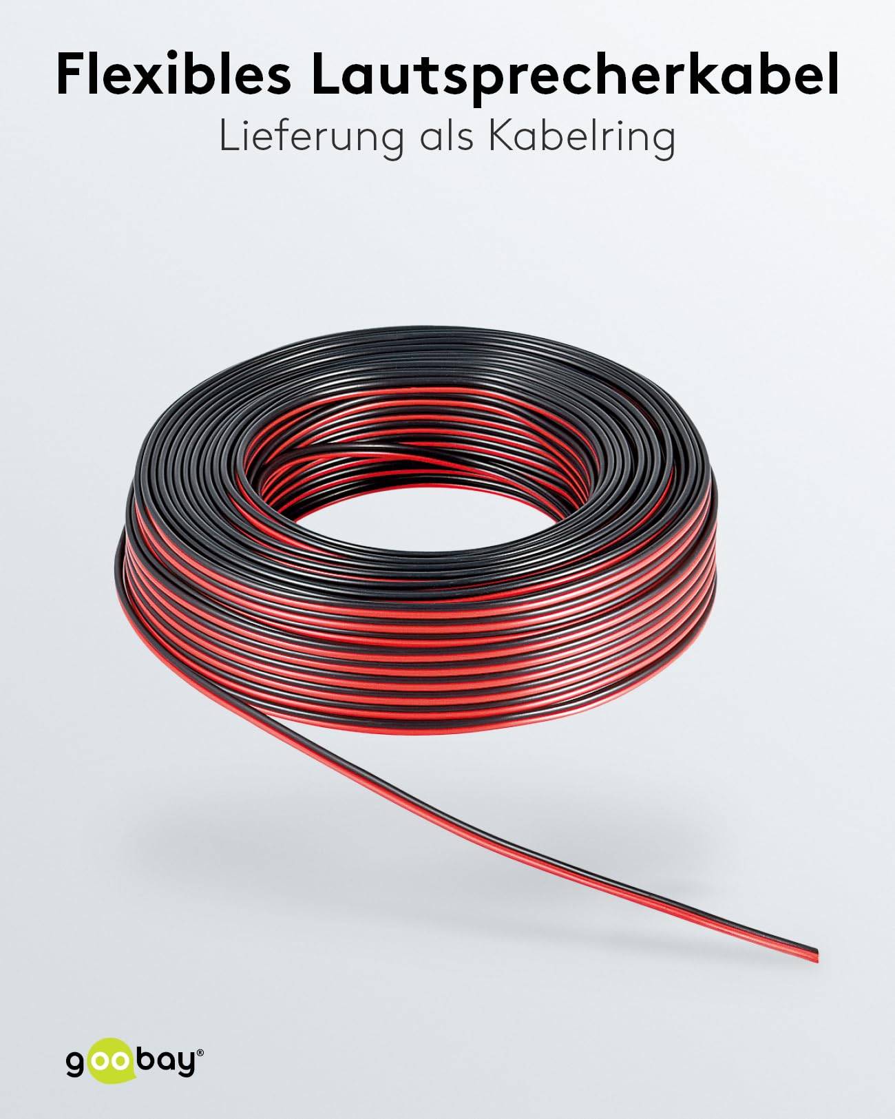 Goobay 15081 Lautsprecherkabel 2x 1,5mm² Kupferlitze / Audiokabel Boxenkabel Kupferkabel Meterware / Rot Schwarz / 50m-4