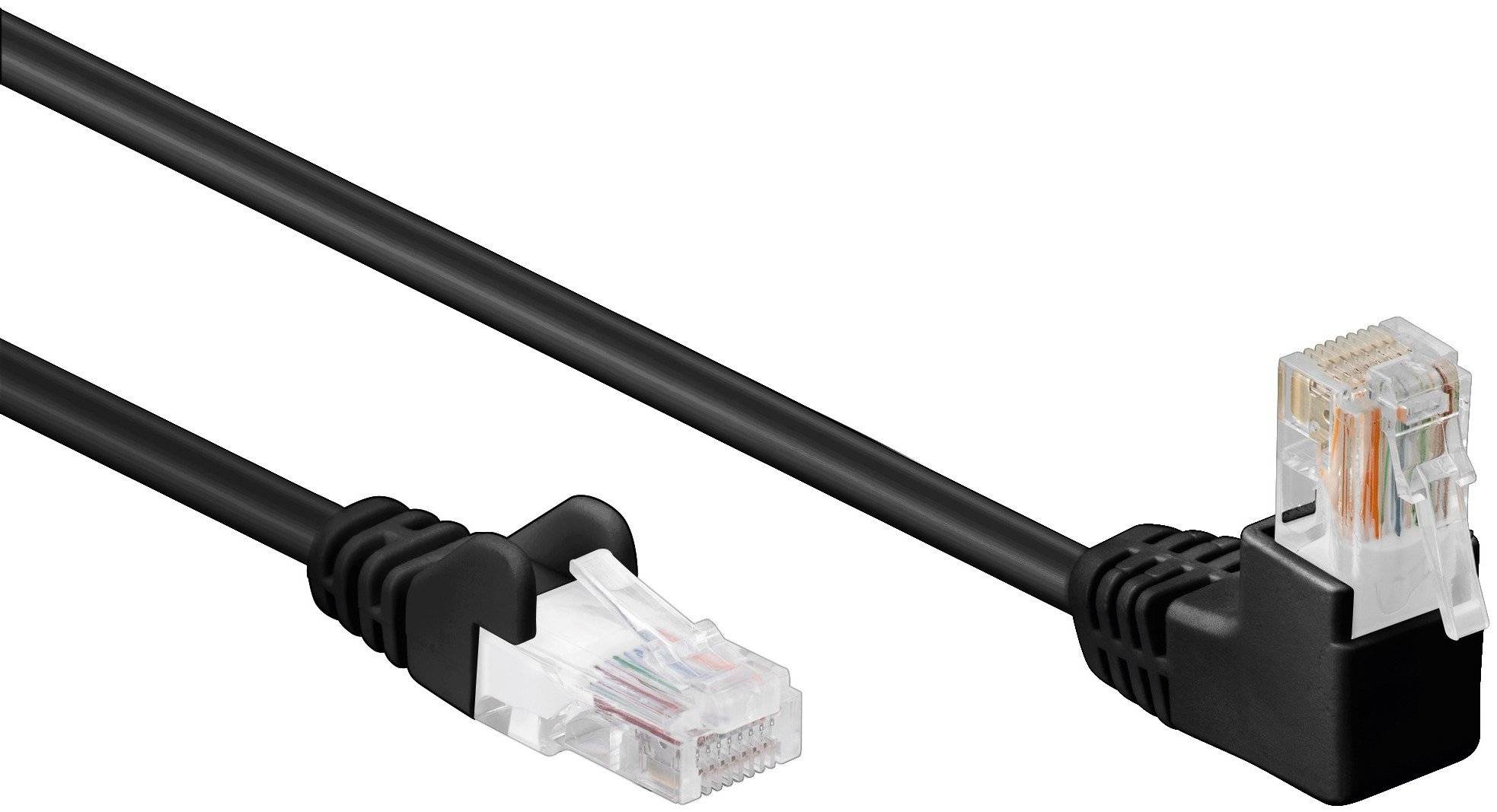 Goobay 94175 CAT 5e Netzwerkkabel U/UTP / 1x RJ45 Stecker 90 Grad gewinkelt / CCA Leiter Ethernet Kabel / Schwarz / 10m-2