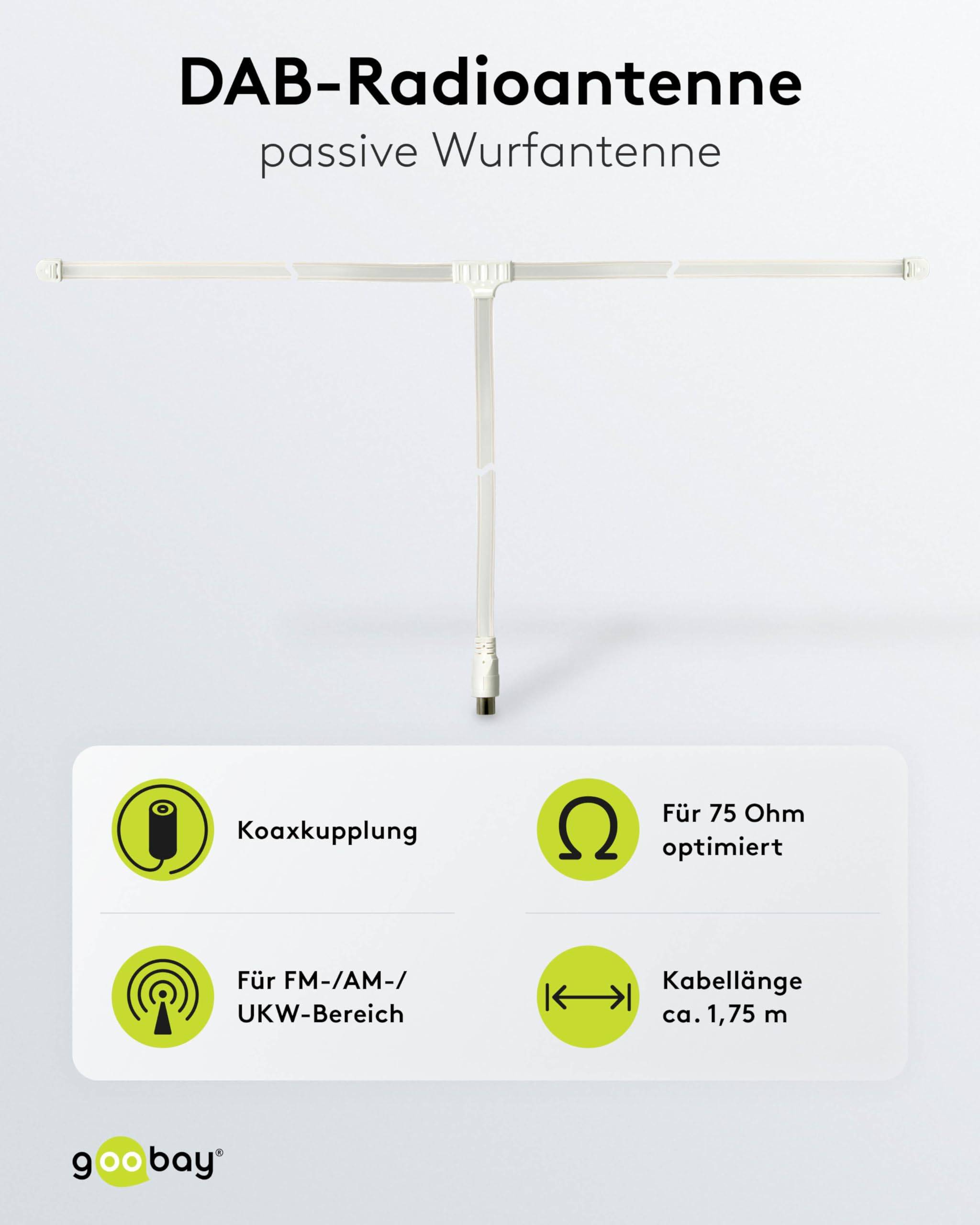 Goobay 68850 DAB Radio Antenne / UKW Antenne für Stereoanlage AM FM DAB Turner / Koax Buchse / 75 Ohm / Kabel 1,75m-1