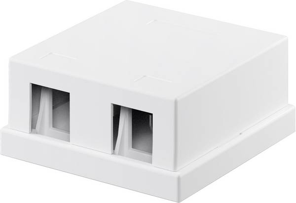 Goobay 79366 Keystone Gehäuse 2 Port / Leer Patch Panel für Keystone Module / 2-fach Aufputzdose / Snap-In-System / Weiß
