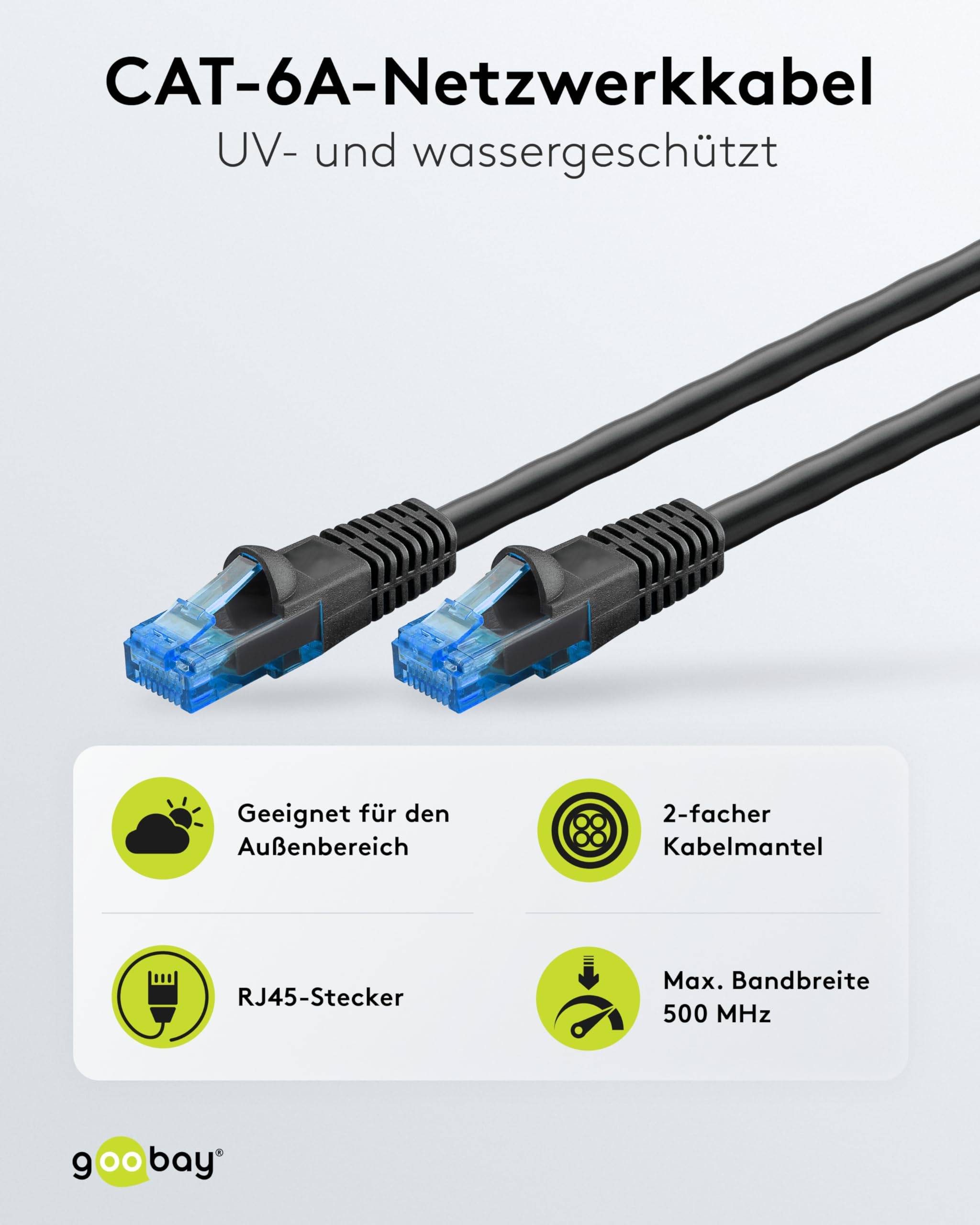 Goobay 55439 CAT 6 Netzwerkkabel Outdoor RJ45 Stecker Kupferleiter PE Mantel Ethernet LAN Kabel U/UTP Schwarz 75m-1