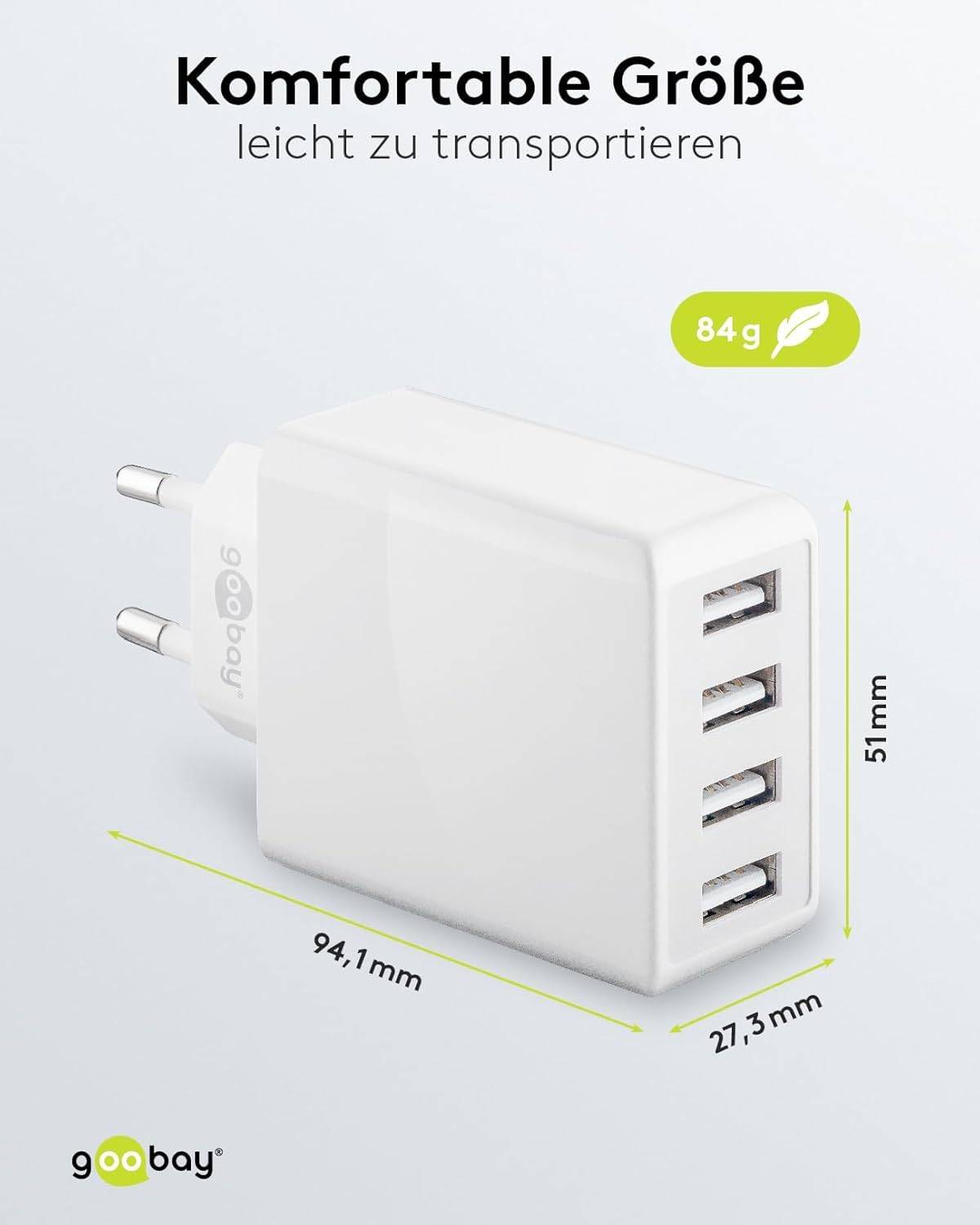 Goobay 44962 USB-A Netzteil 30W / 4fach Universal Ladegerät Apple Samsung / USB A Adapter / 4 Port Ladestecker / Weiß-2