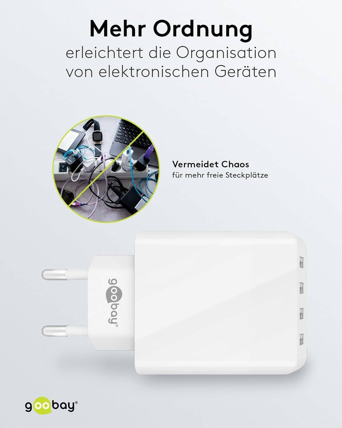Goobay 44962 USB-A Netzteil 30W / 4fach Universal Ladegerät Apple Samsung / USB A Adapter / 4 Port Ladestecker / Weiß-4