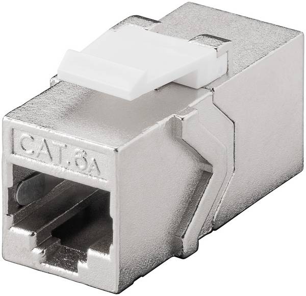 Goobay 90866 Keystone Modul RJ45 Kupplung / CAT 6A Verbinder 500 MHz / STP Buchse 8P8C / LAN Kabel verlängern / Metall