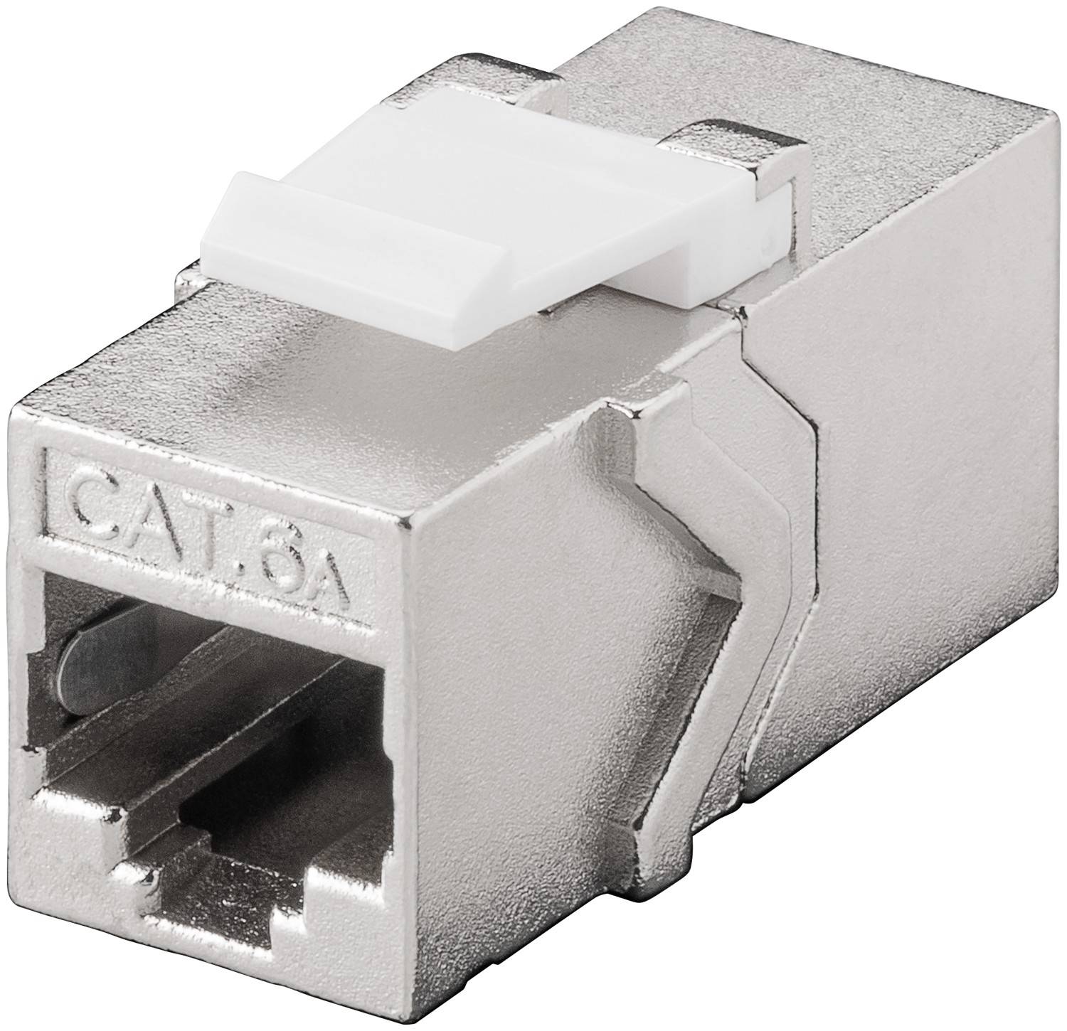 Goobay 90866 Keystone Modul RJ45 Kupplung / CAT 6A Verbinder 500 MHz / STP Buchse 8P8C / LAN Kabel verlängern / Metall-0