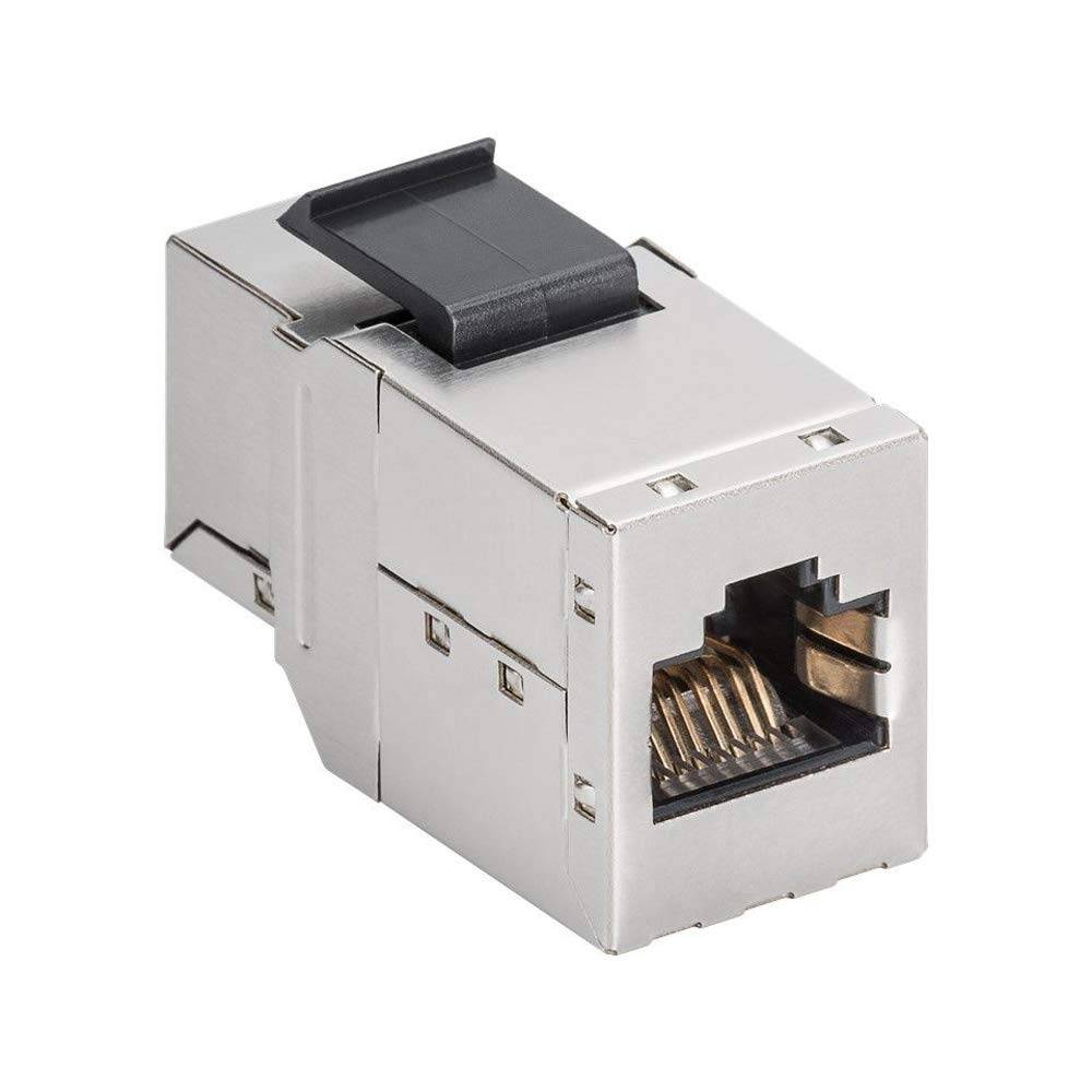 Goobay 90866 Keystone Modul RJ45 Kupplung / CAT 6A Verbinder 500 MHz / STP Buchse 8P8C / LAN Kabel verlängern / Metall-2