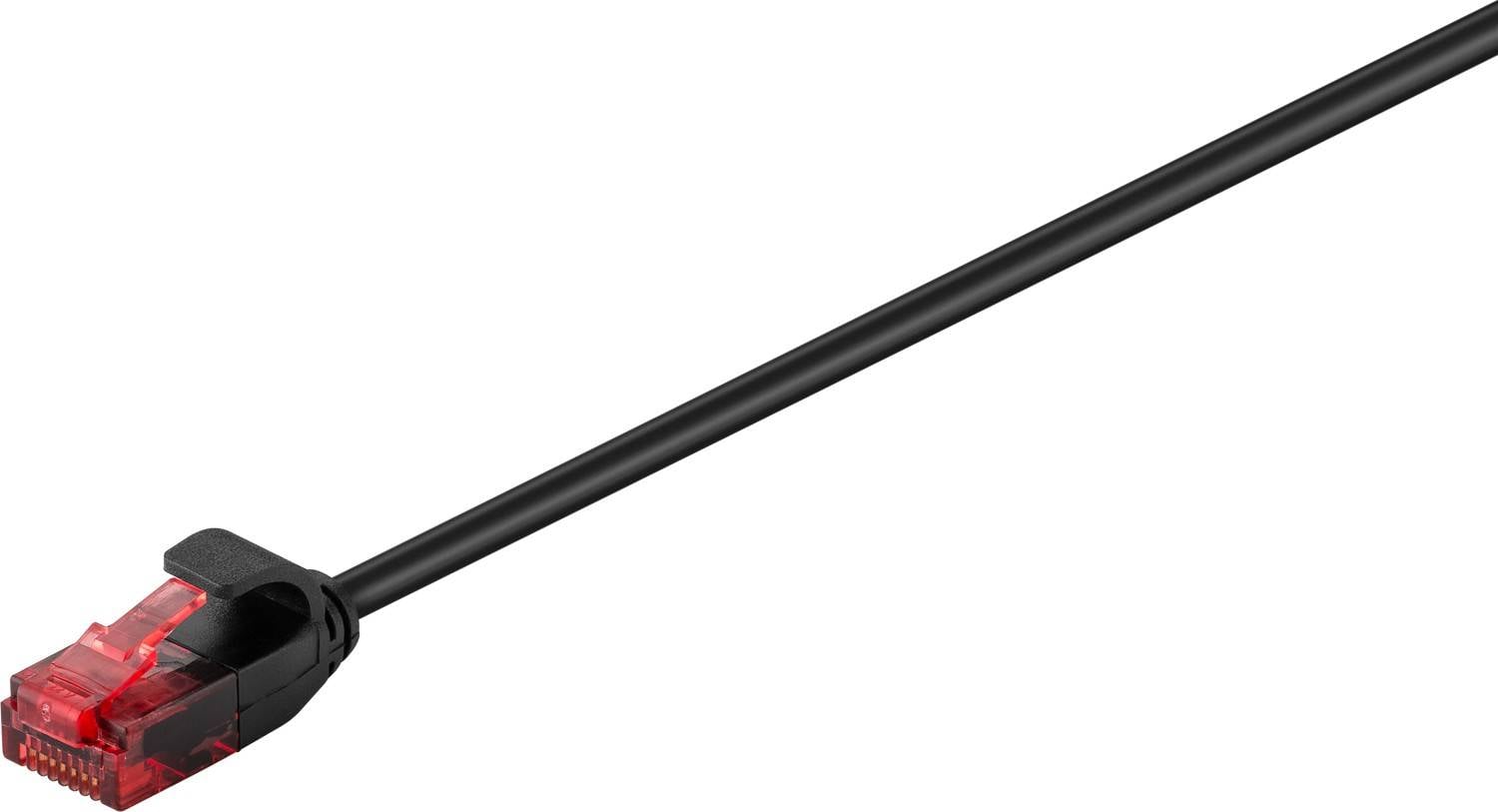Goobay 71547 CAT6 Slim Kabel Netzwerkkabel RJ45 Stecker 250 MHz Kupfer Patchkabel Ethernet LAN Kabel U/UTP Schwarz 0,15m-0