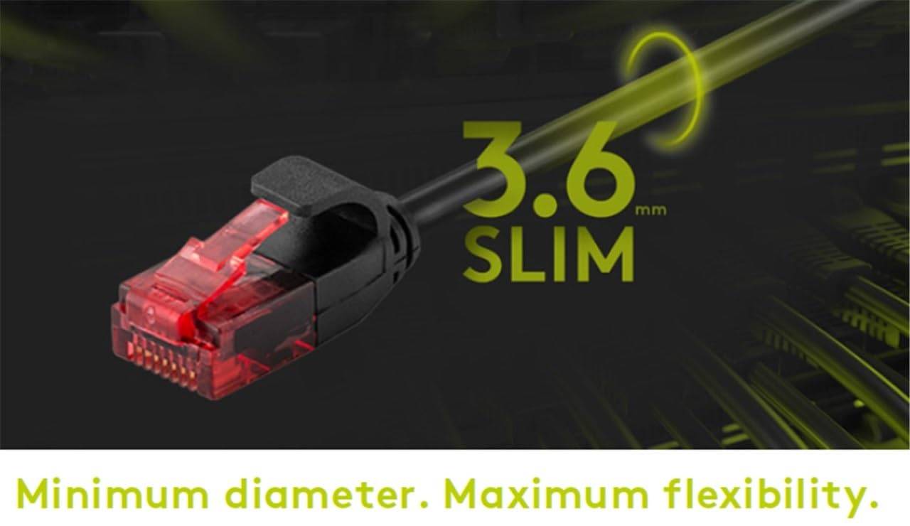 Goobay 71547 CAT6 Slim Kabel Netzwerkkabel RJ45 Stecker 250 MHz Kupfer Patchkabel Ethernet LAN Kabel U/UTP Schwarz 0,15m-1