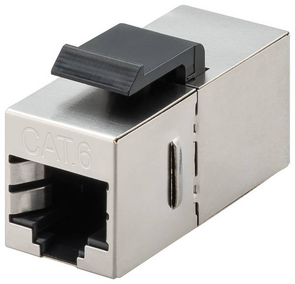 Goobay 96100 Keystone Modul RJ45 Kupplung / CAT 6 Verbinder 250 MHz / STP Buchse 8P8C / LAN Kabel verlängern / Metall